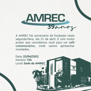 Read more about the article AMREC completa 39 anos de fundação nesta segunda-feira (25/04)