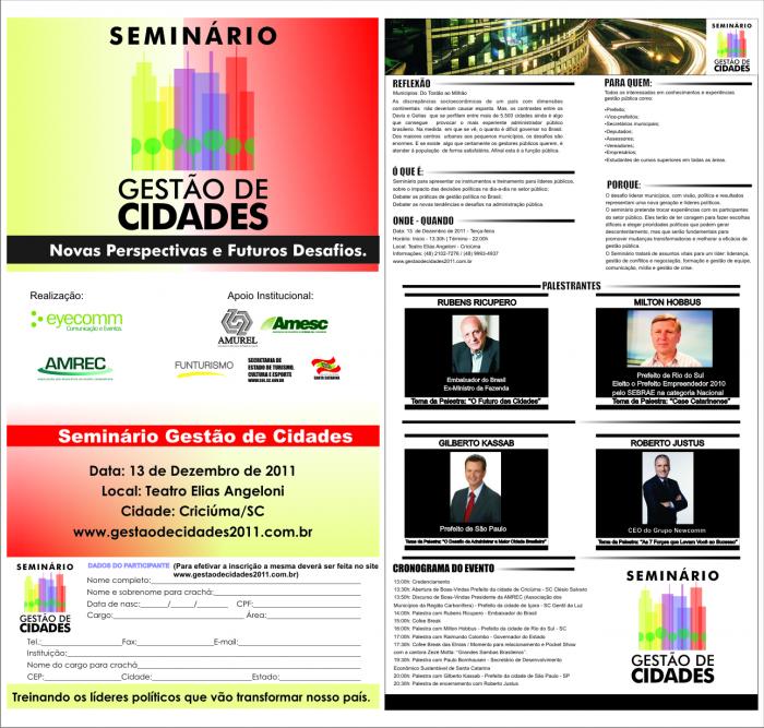 You are currently viewing Seminário Gestão de Cidades Santa Catarina acontece em Criciúma na próxima terça-feira (13).