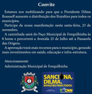 Read more about the article Forquilhinha realiza manifestação pela distribuição dos Royalties